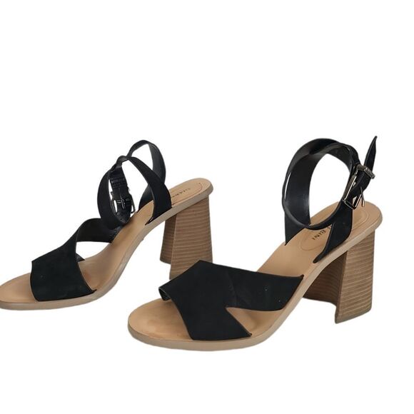 Gianni bini "Marilane" Black Suede Leather Asymmetrical Sandal Shoe Size 9.5 - Picture 4 of 11